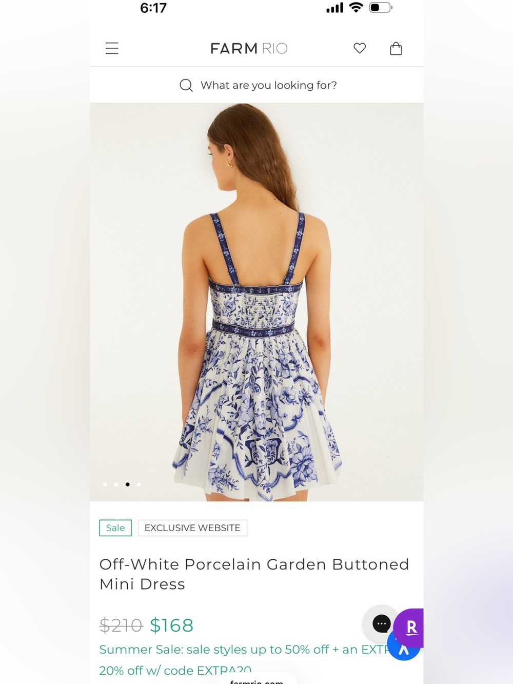 BNWT Off-White Porcelain Garden Buttoned Mini Dress size large - Picture 7 of 14